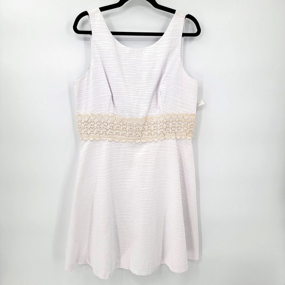 Donna Morgan Women's Sz 14 A-Line White Sleeveless Lace Deco Dress
